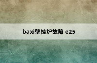 baxi壁挂炉故障 e25